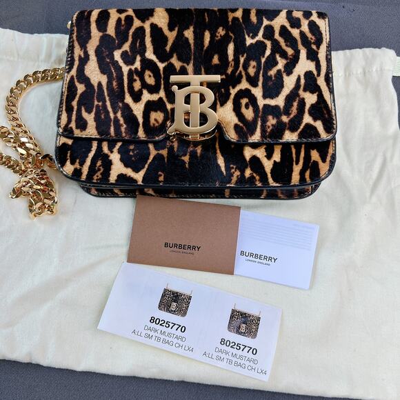 Burberry TB Flap Chain Bag Printed Calf Hair Small - Picture 2 of 12